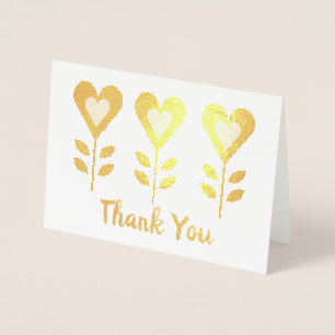 Foil Heart Flower Thank You Greeting Cards