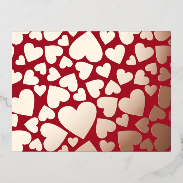 Foil Hearts Valentine  Holiday Postcard (Front)