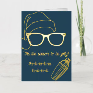Foil Hipster Christmas Card With a Cocktail Recipe