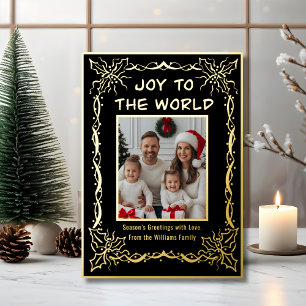 Foil Holiday Card 2 Photo Custom Christmas Gold