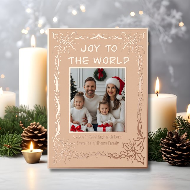 Foil Holiday Card 2 Photo Custom Christmas Peach (Creator Uploaded)