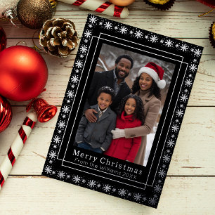 Foil Holiday Card 2 Photo Family Christmas Black