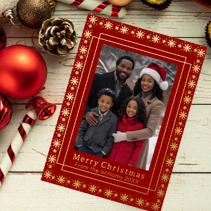 Foil Holiday Card 2 Photo Family Christmas Red