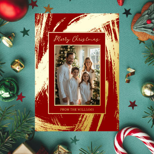 Foil Holiday Card Editable Christmas Template Red