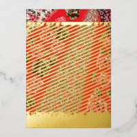 Foil Holiday Card | Luxury Red Floral Elegance
