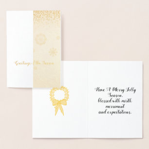Foil Holiday Cards, Gold Snow Flake Card