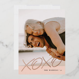 Foil Inked XOXO Valentine's Day Card - Peach