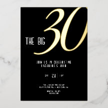Foil Invitation 30th Birthday Customisable 