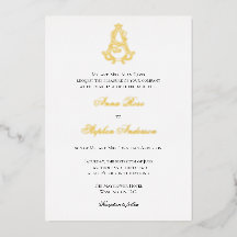 Foil Invitation AS Monogram or SA Monogram