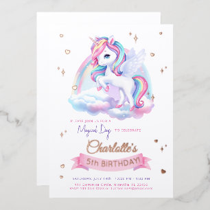 Foil Invitation Unicorn Birthday.