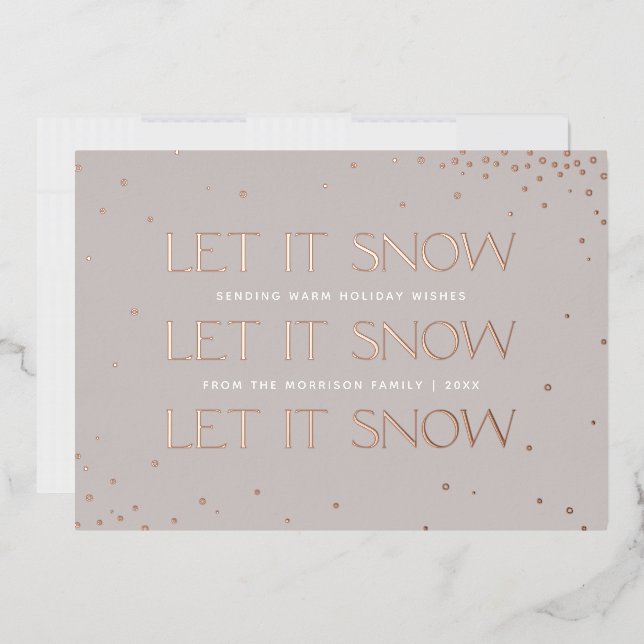 Foil Let it Snow Holiday Photo Card - Taupe (Envelope)