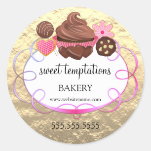 Foil Look Assorted Pastries Bakery Packaging Classic Round Sticker