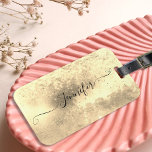 Foil Look Gold Metallic Stylish Chic Calligraphy Luggage Tag<br><div class="desc">Modern and stylish personalised luggage tag design featuring a faux gold foil background with your name written in a modern fancy script. The text is fully customisable.</div>