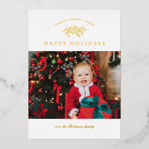 Foil Luxe Pine Bough Photo Holiday Card