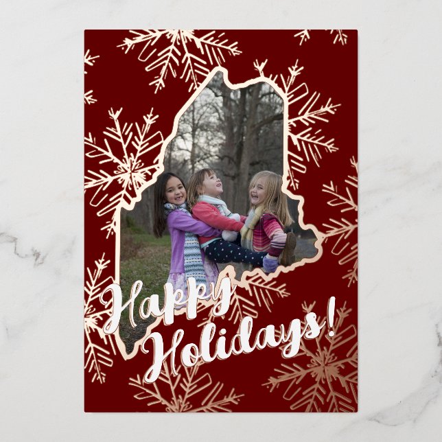 Foil Maine Family Holiday Card (Front)