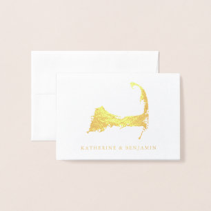 Foil Map of Detailed Cape Cod Wedding Foil Card