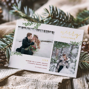 Foil Merry Christmas   Greenery Branches 2 Photo