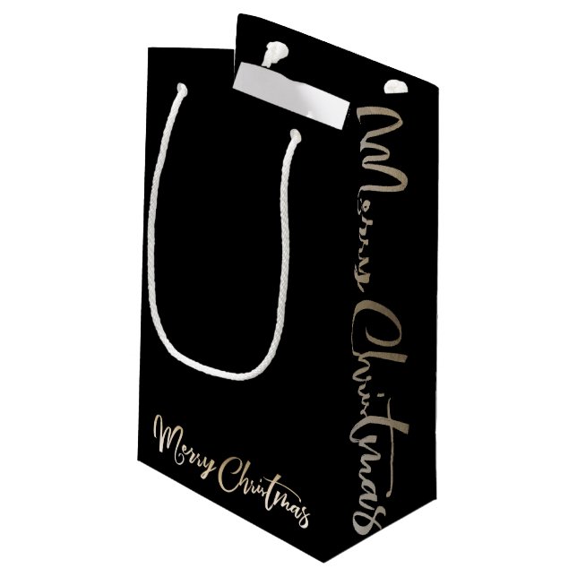 Foil Merry Christmas Lettering Christmas Small Gift Bag (Back Angled)