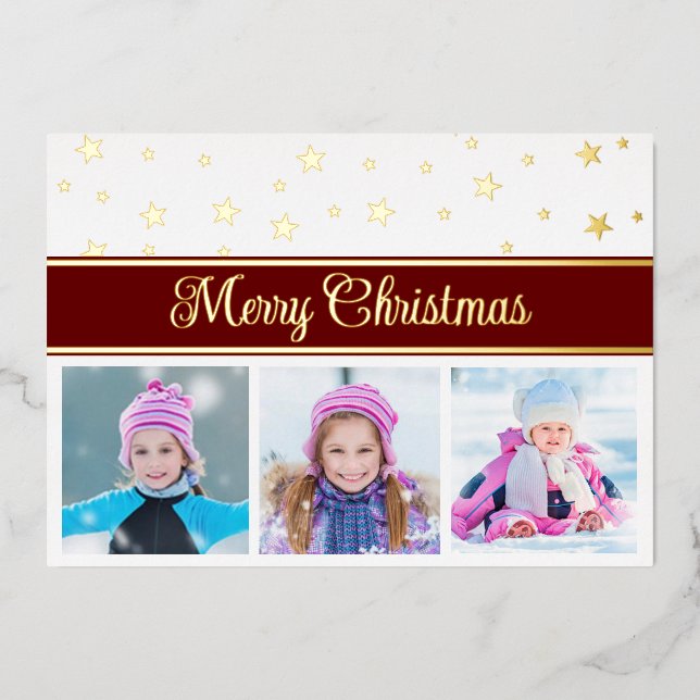 Foil Merry Christmas Photos and Stars (Front)