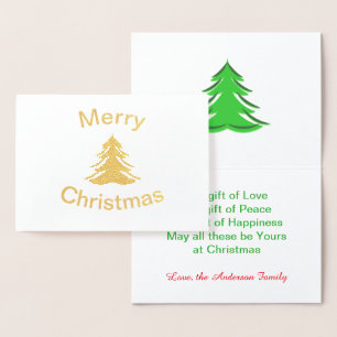 Foil Merry Christmas Tree - Christmas Folded Card