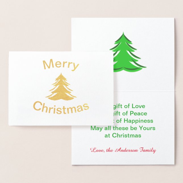 Foil Merry Christmas Tree - Christmas Folded Card (Display)