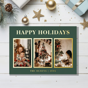FOIL Minimalist Classic Holidays Green Three Photo