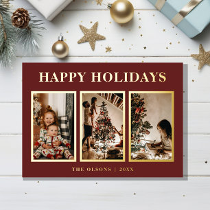 FOIL Minimalist Classic Holidays Red Three Photo