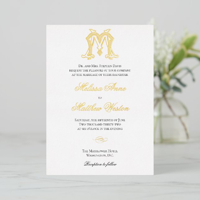 Foil MM Monogram or MM Logo Invitation (Standing Front)