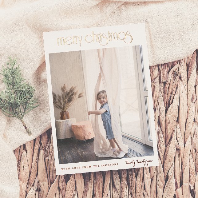 Foil Modern Deco Merry Christmas Holiday Photo (Creator Uploaded)