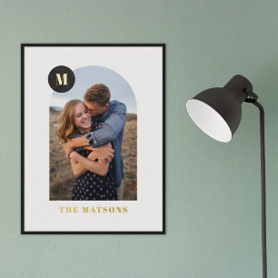 Foil Modern Monogram Arch Frame Photo Art Print