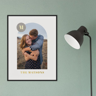 Foil Modern Monogram Arch Frame Photo Art Print