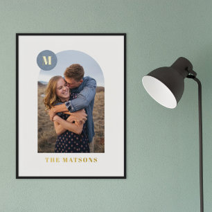 Foil Modern Monogram Arch Frame Photo Art Print