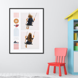 Foil Modern Rainbow Monogram Photo Collage Art Prints