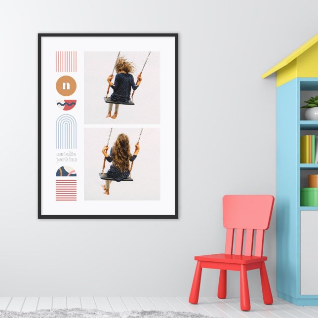 Foil Modern Rainbow Monogram Photo Collage Art Prints (Creator Uploaded)