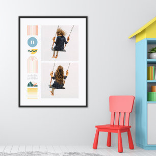 Foil Modern Rainbow Monogram Photo Collage Art Prints