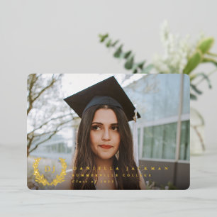 Foil Monogram 2 Photo Graduation Announcement