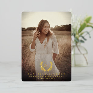 Foil Monogram 2 Photo Graduation Announcement