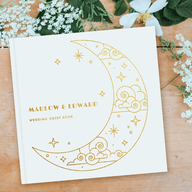 Foil Moon & Stars Celestial Wedding Guest Book (Creator Uploaded)