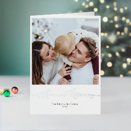 Foil Neutral Christmas Card Custom Family Photo