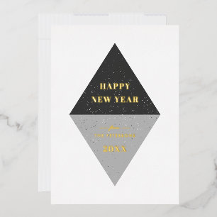 Foil New Year Geometric Holiday Card - Black