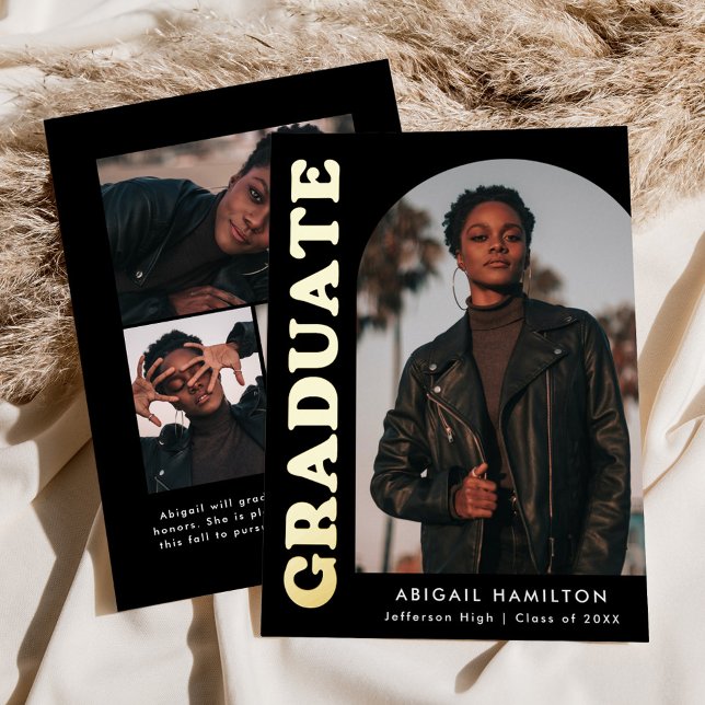 Foil Offset Arch Photo Graduation Announcement (Creator Uploaded)