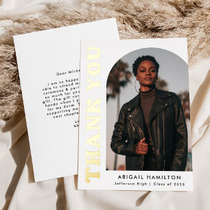 Foil Offset Arch Photo Graduation Thank You Card
