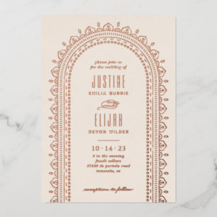 Foil Ornate Arch Wedding Invitation - Ivory