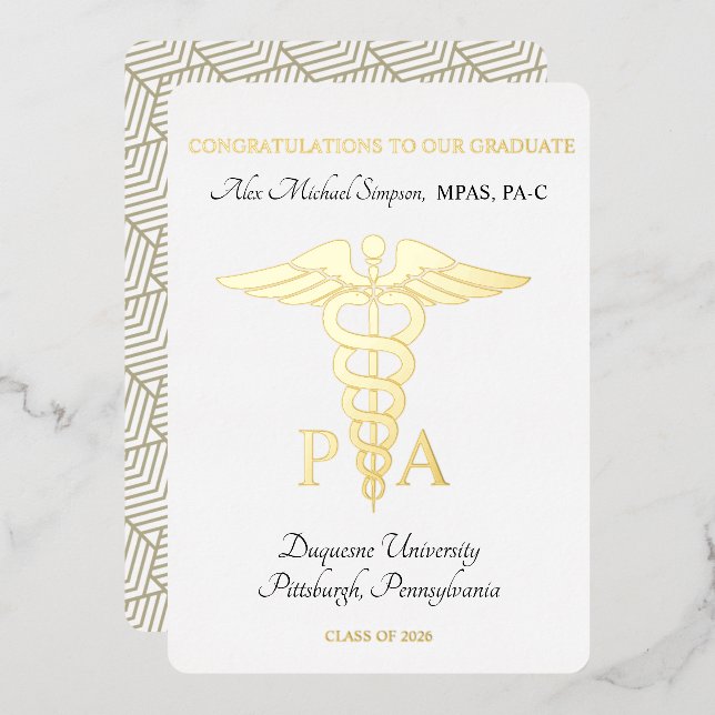 Foil Physician Assistant Graduate Invitation (Front/Back)