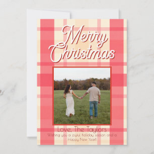 Foil Pink Plaid Vintage Holiday Card