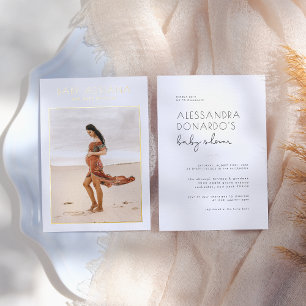 Foil Pressed Elegant Pregnancy Photo Baby Shower