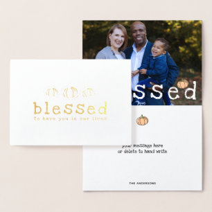 Foil Pumpkin Blessed Thanksgiving Greeting Foil Card