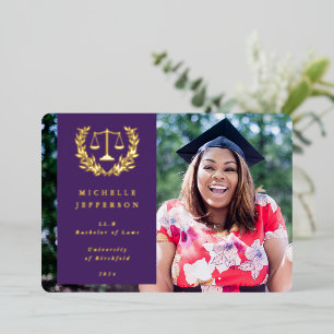 Foil + Purple Law School Graduation Announcement