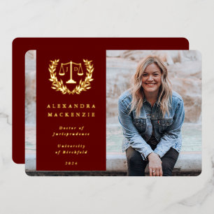 Foil/Red JD Law Scales Graduation Announcement