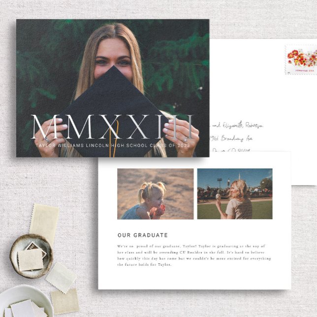Foil Roman Numeral Photo Graduation Announcements (Creator Uploaded)